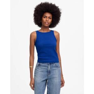 Madewell (Re)generative Cotton Essential High-Neck Tank SZ XS Brilliant Sapphire